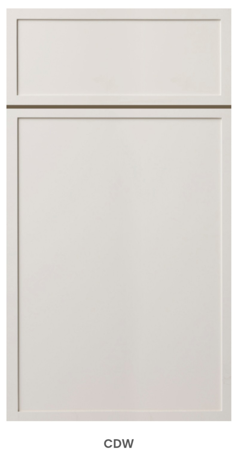 CDW cabinet door sample — Clean white finish