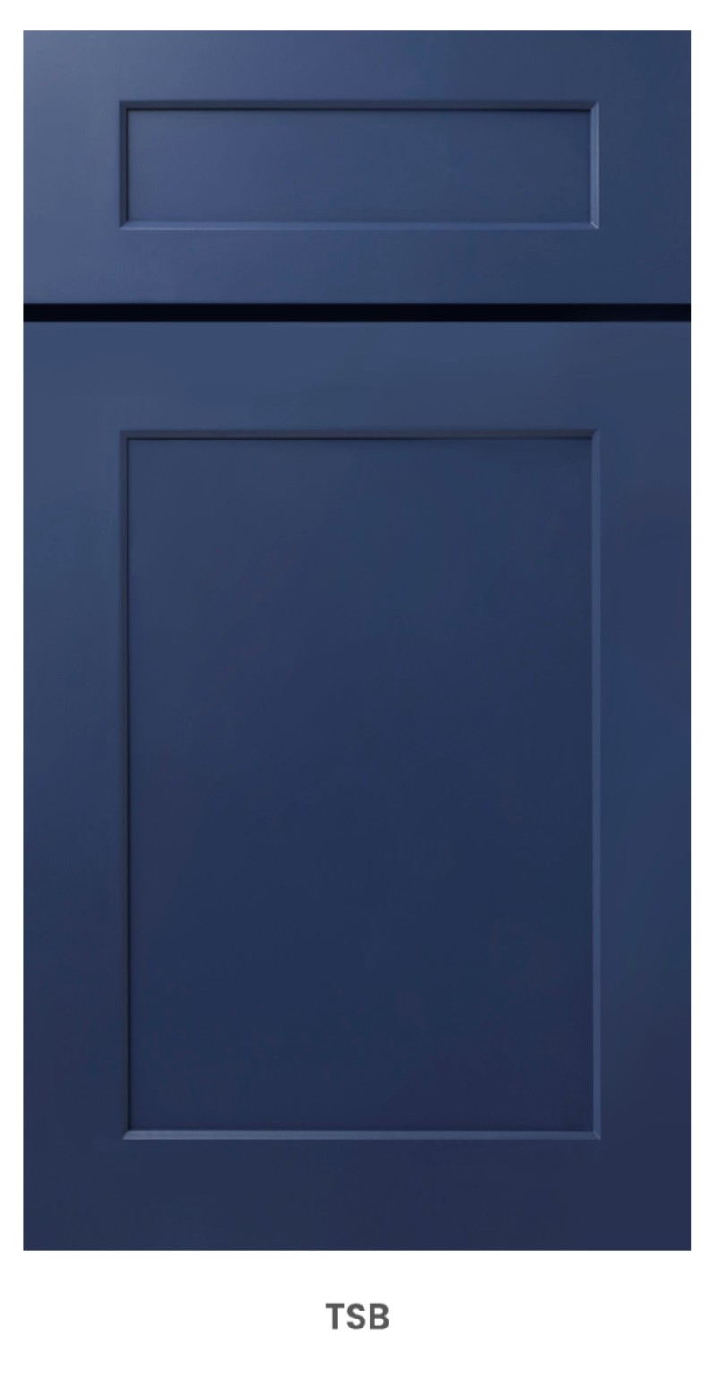 TSB cabinet door sample — Classic navy finish