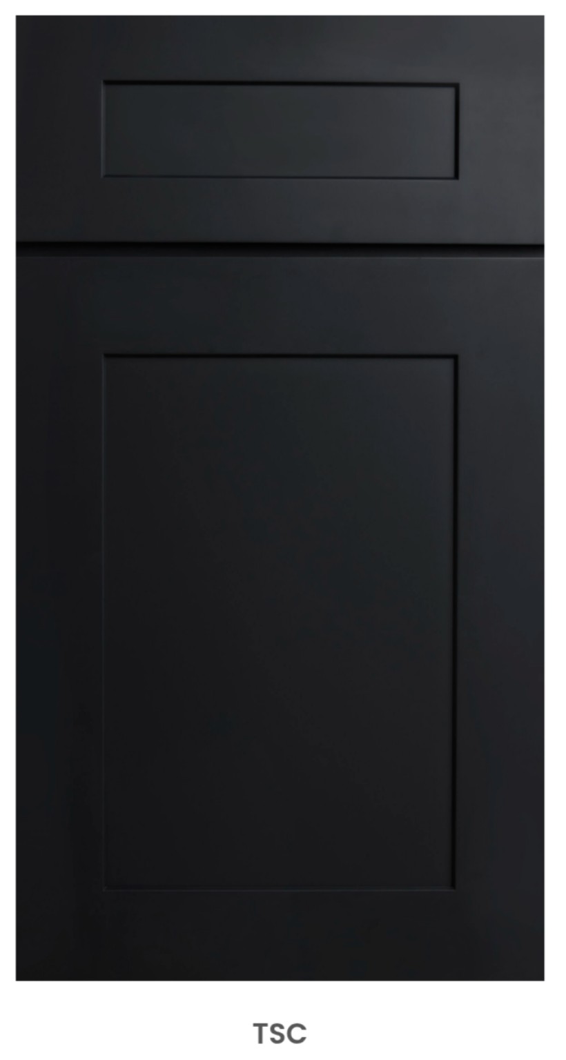 TSC cabinet door sample — Deep charcoal finish