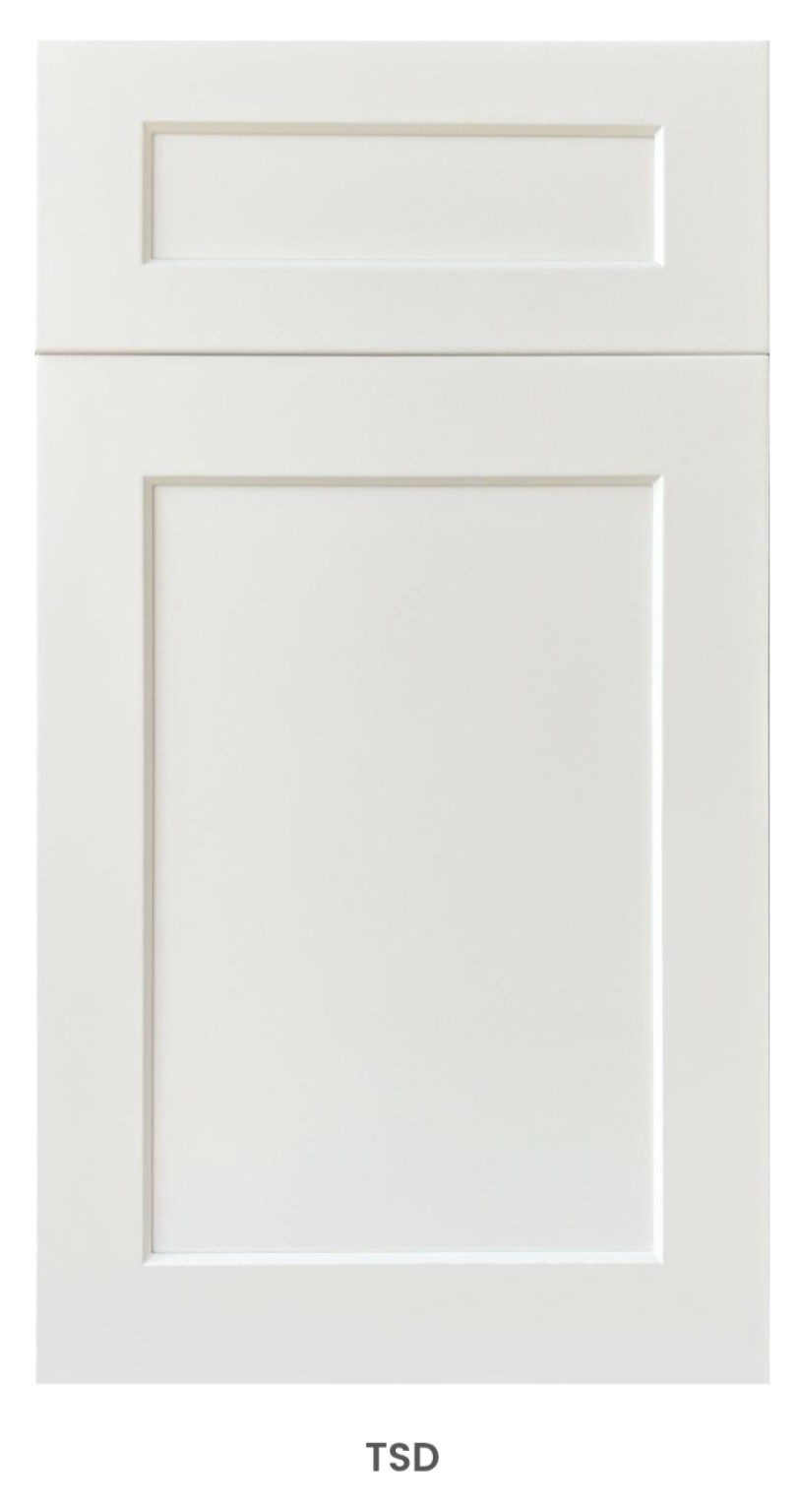 TSD cabinet door sample — Soft white finish