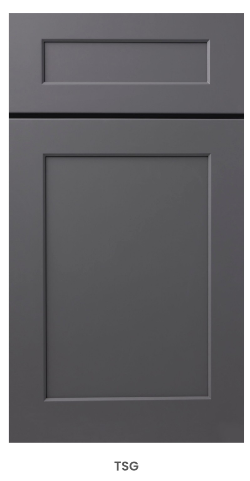 TSG cabinet door sample — Modern gray finish